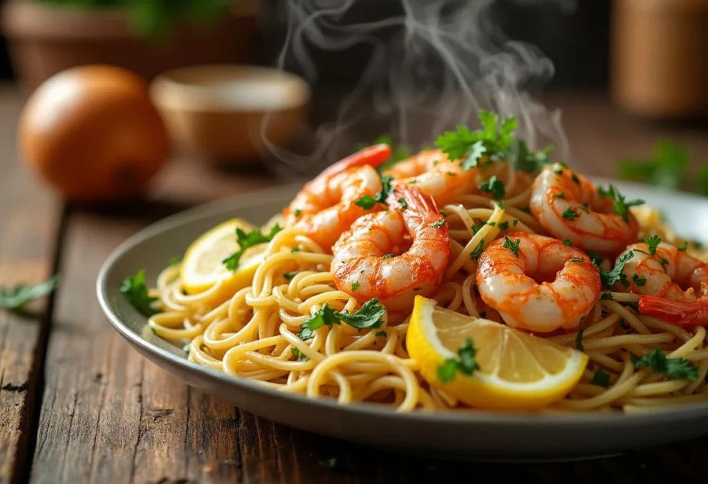 Shrimp scampi pasta