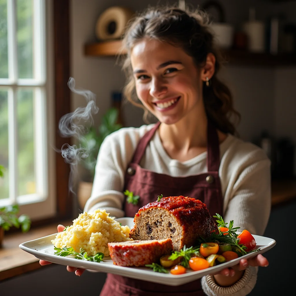 Stuffed meatloaf with onion and mushroom