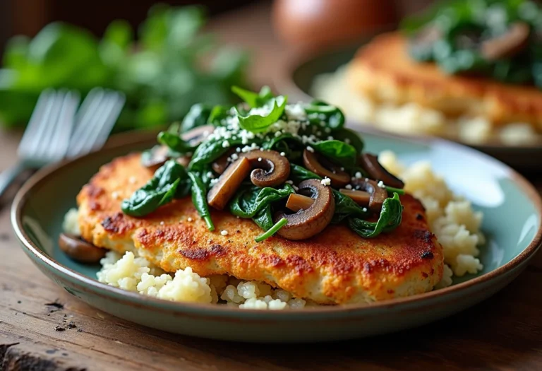 Chicken Cutlets with Mushrooms and Spinach