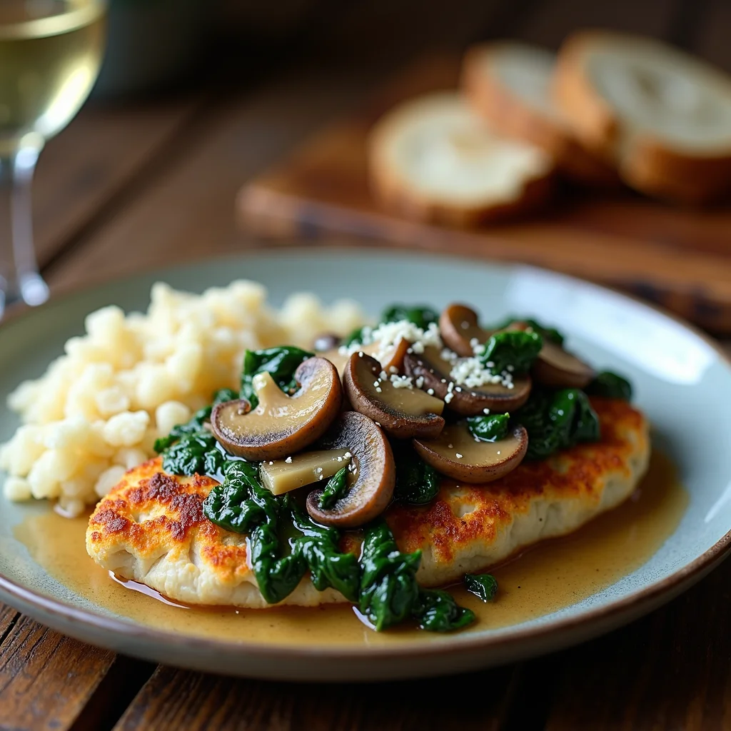 Chicken Cutlets with Mushrooms and Spinach