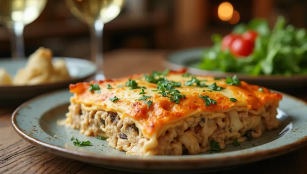 Mushroom Chicken Alfredo Lasagna