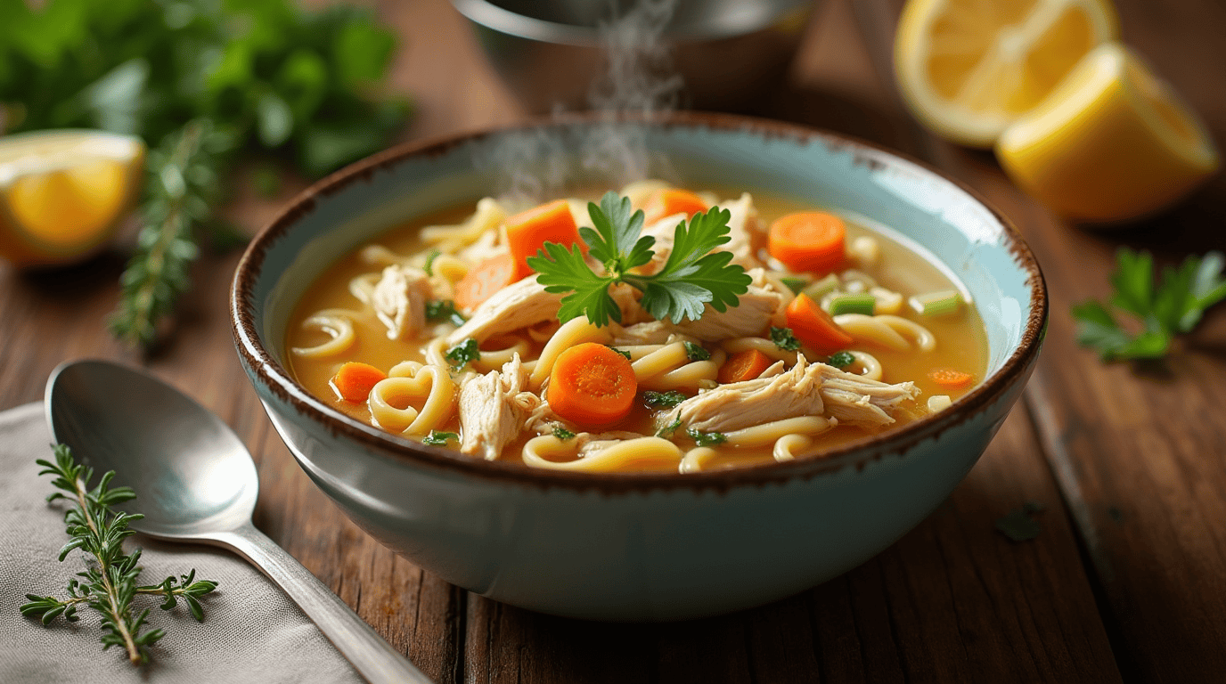 add chicken to chicken noodle soup