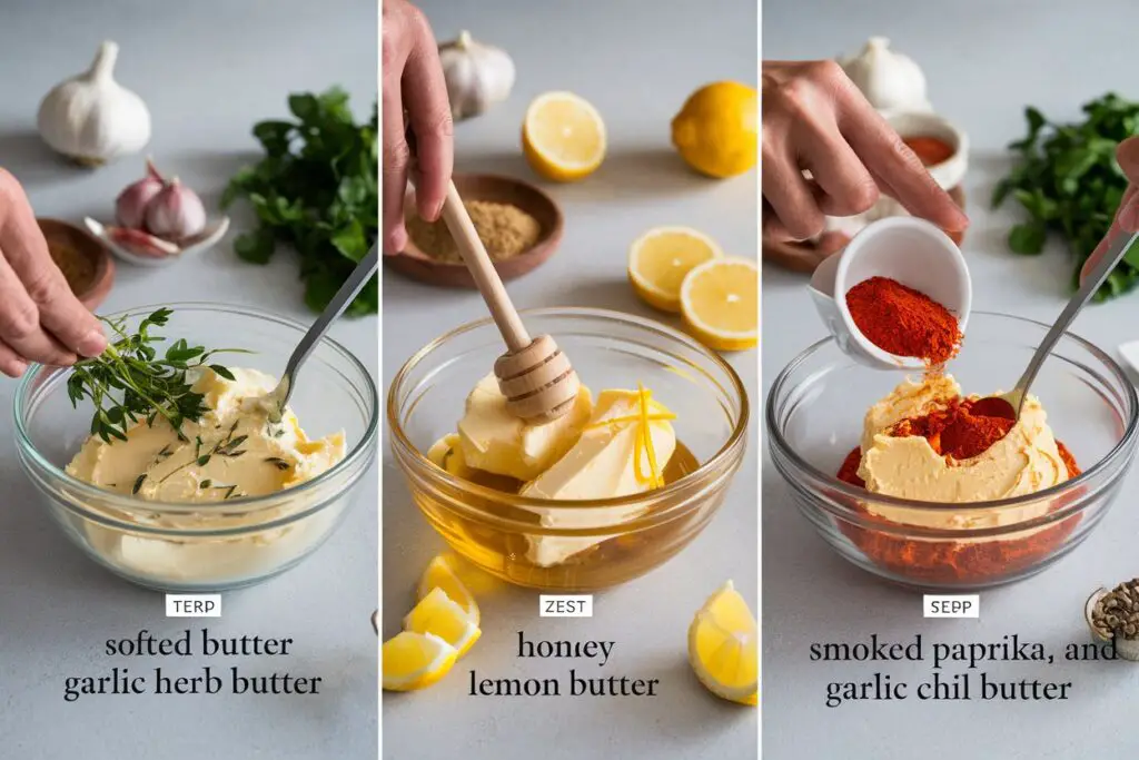 Three homemade flavored butters